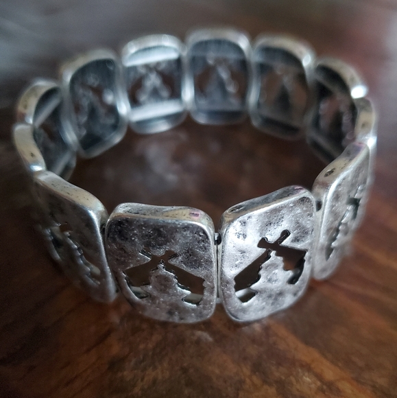 NEW! Bracelet Western Country 2 Pistol Cutout Stretch - Picture 2 of 2